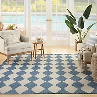 Navy Diamond Positano Outdoor Rug