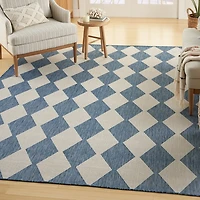Navy Diamond Positano Outdoor Rug, 5x7
