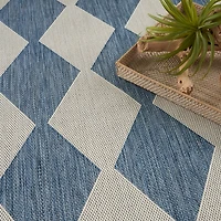 Navy Diamond Positano Outdoor Rug, 5x7