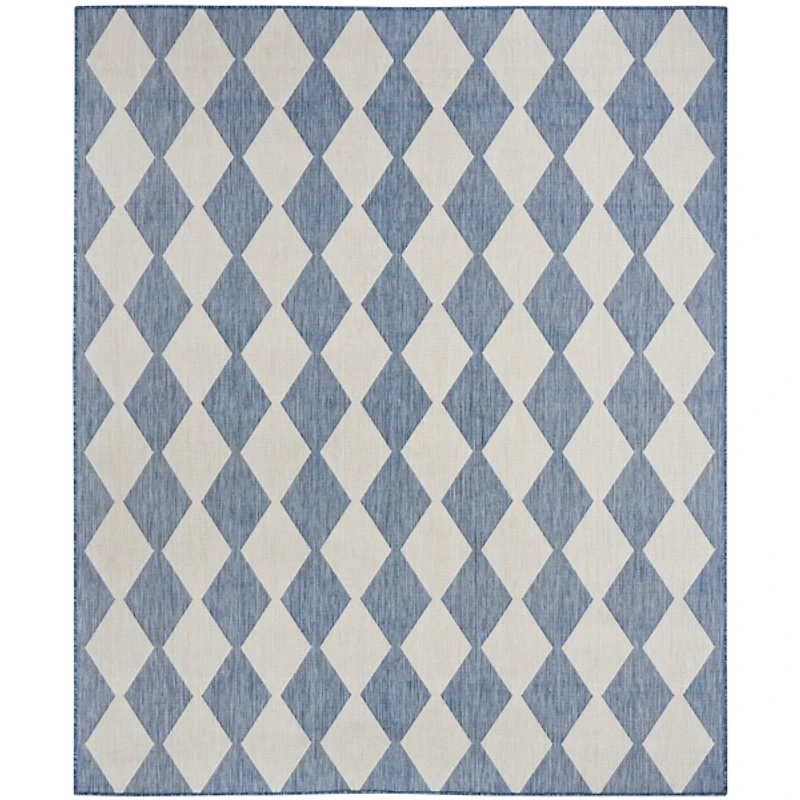 Navy Diamond Positano Outdoor Rug, 5x7
