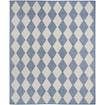 Navy Diamond Positano Outdoor Rug, 5x7