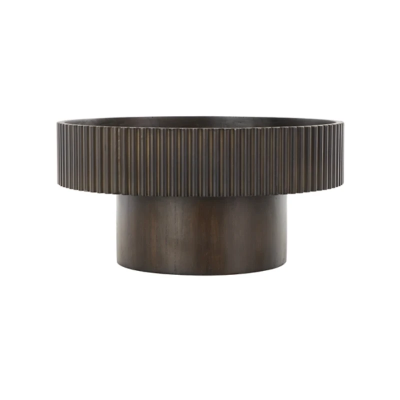 Dark Brown Ribbed Pedestal Bowl