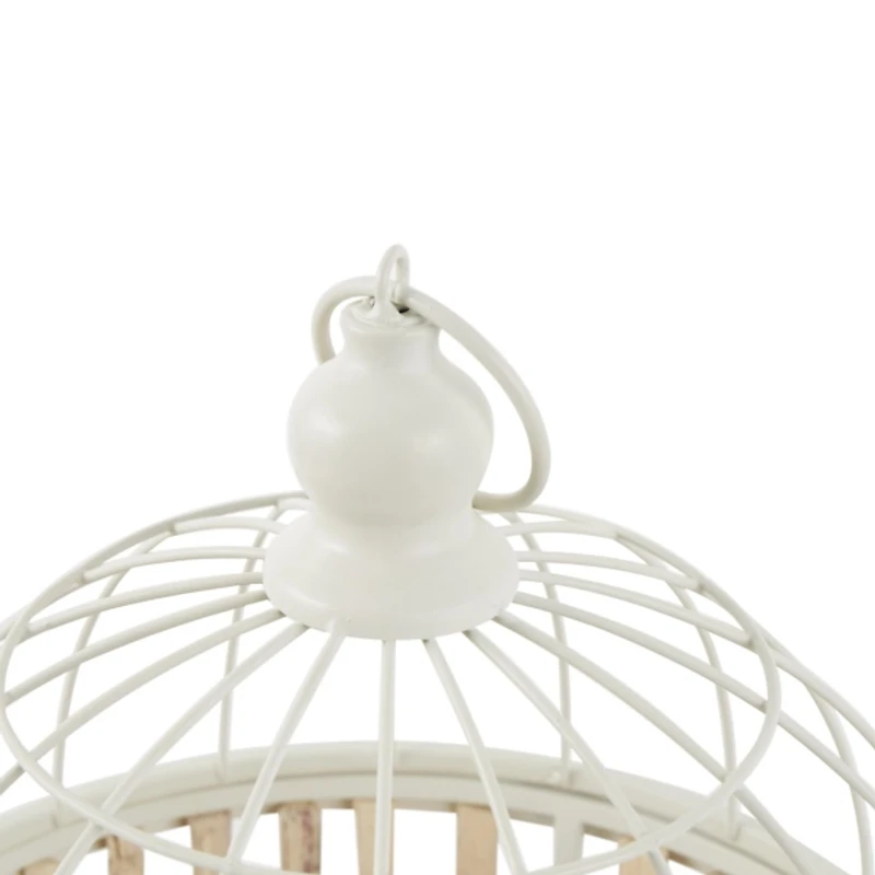 Brown and White Bamboo Bird Cages, Set of 2