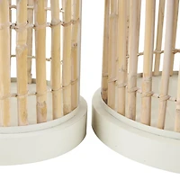 Brown and White Bamboo Bird Cages, Set of 2