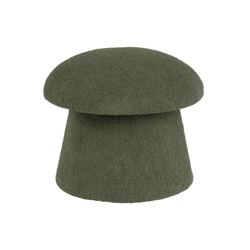 Drak Green Boucle Mushroom Storage Ottoman