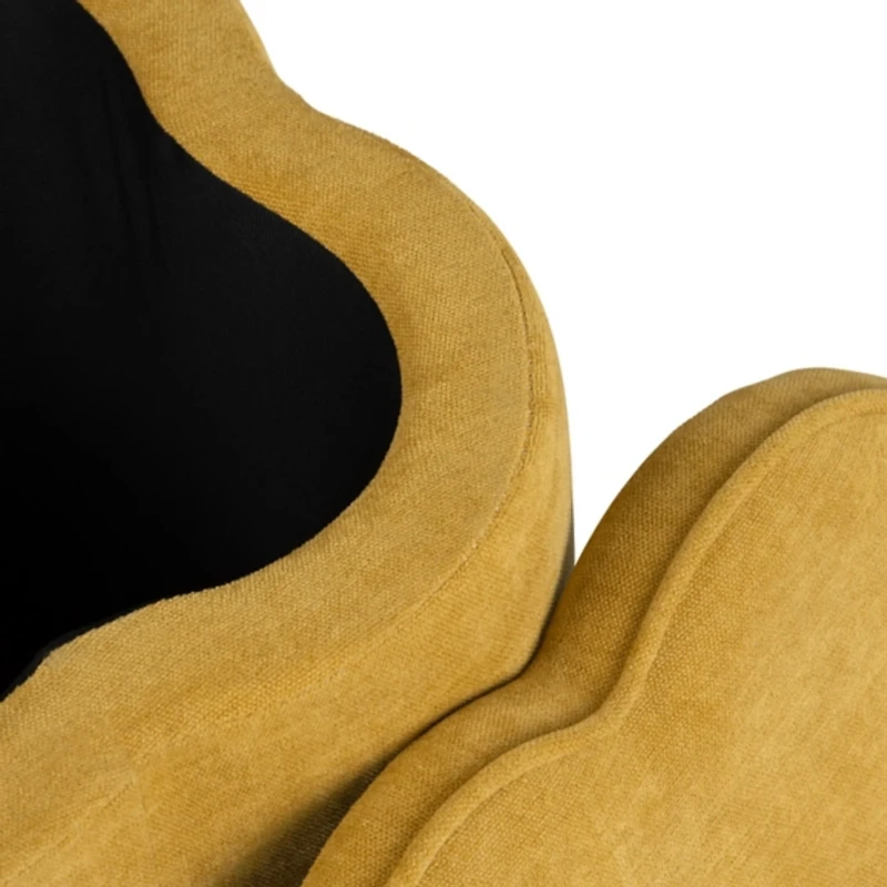 Spice Yellow Chenille Flower Storage Ottoman