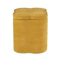 Spice Yellow Chenille Flower Storage Ottoman