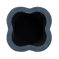 Navy Chenille Flower Storage Ottoman