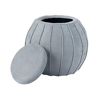 Gray Rounded Oval Storage Ottoman