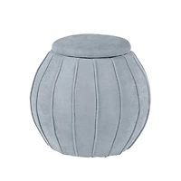 Gray Rounded Oval Storage Ottoman