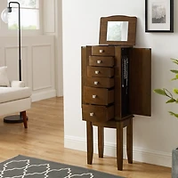 Walnut Wood 5-Drawer Zinnia Jewelry Armoire