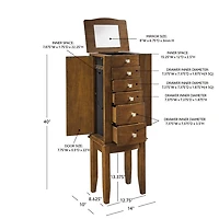 Walnut Wood 5-Drawer Zinnia Jewelry Armoire