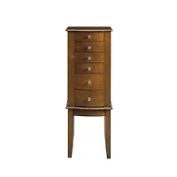 Walnut Wood 5-Drawer Zinnia Jewelry Armoire