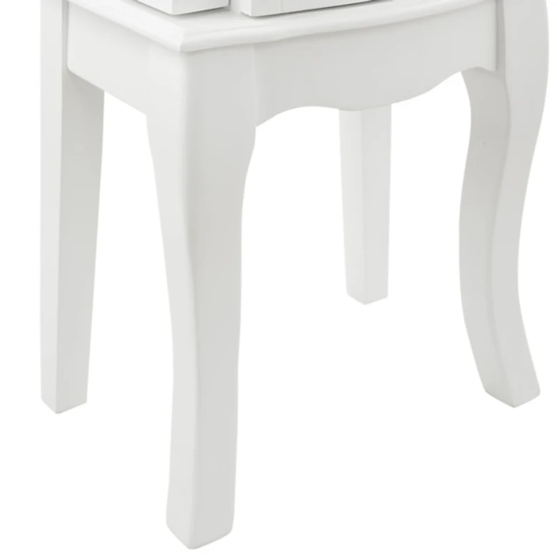 White Wood 4-Drawer Elena Jewelry Armoire