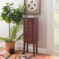 Walnut Wood 6-Drawer Maddie Jewelry Armoire