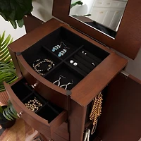 Walnut Wood 6-Drawer Maddie Jewelry Armoire