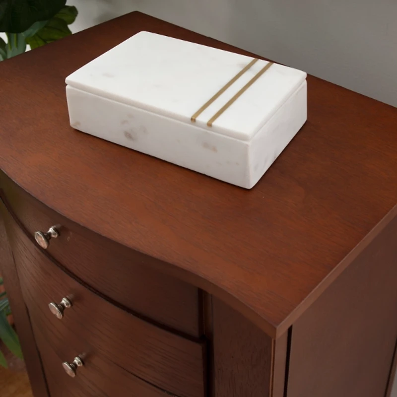 Walnut Wood 6-Drawer Maddie Jewelry Armoire