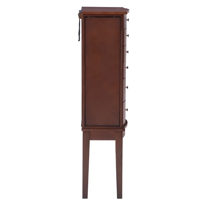 Walnut Wood 6-Drawer Maddie Jewelry Armoire