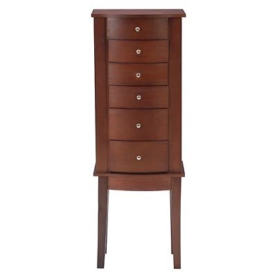 Walnut Wood 6-Drawer Maddie Jewelry Armoire