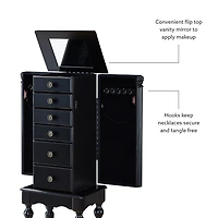 Black 5-Drawer Ollie Petite Jewelry Armoire