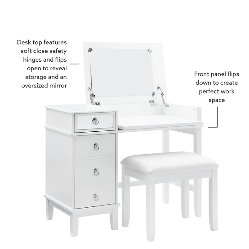 White Eva Mirrored 2-pc. Vanity Set