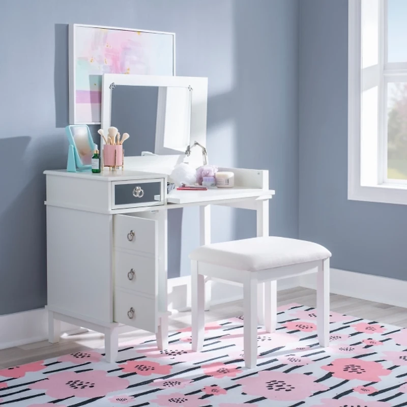 White Eva Mirrored 2-pc. Vanity Set