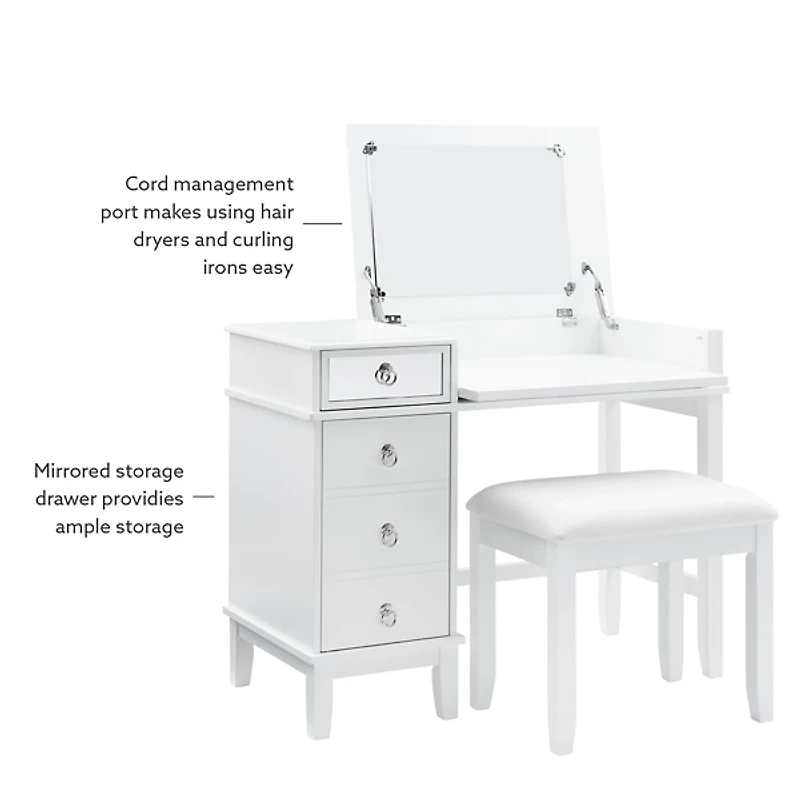 White Eva Mirrored 2-pc. Vanity Set