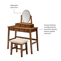 Walnut Lorna Tilting Mirror 2-pc. Vanity Set