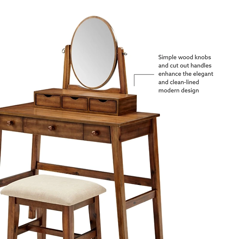 Walnut Lorna Tilting Mirror 2-pc. Vanity Set
