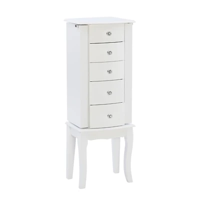 White 5-Drawer Jasmine Petite Jewelry Armoire