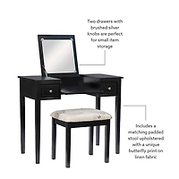 Black Virginia Butterfly 2-pc. Vanity Set