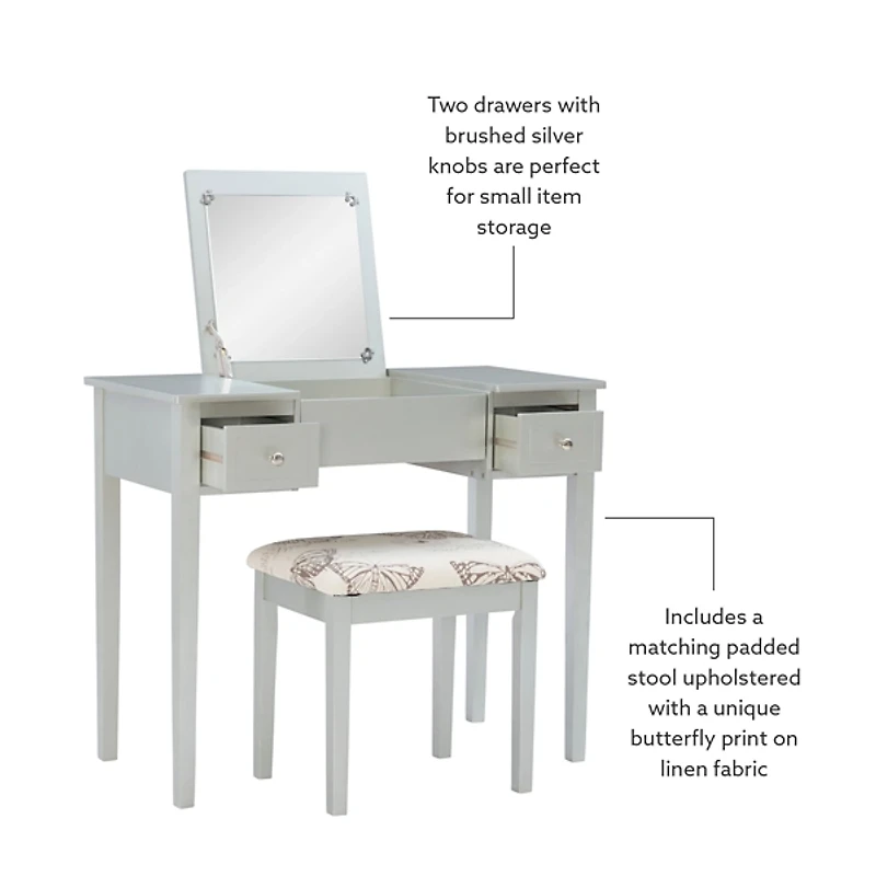 Silver Virginia Butterfly 2-pc. Vanity Set