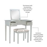 Silver Virginia Butterfly 2-pc. Vanity Set