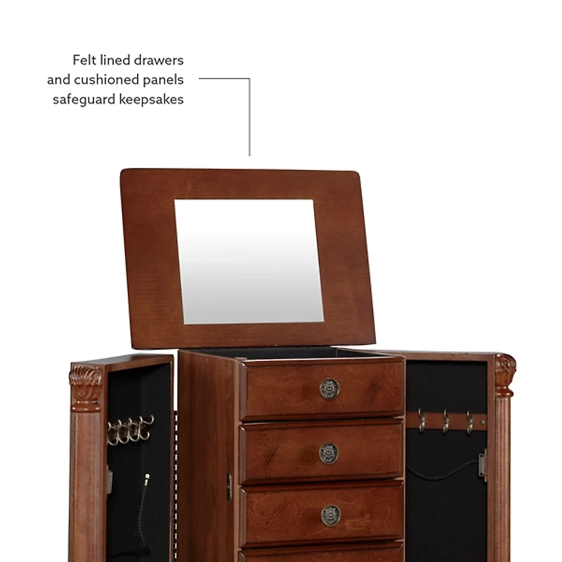 Cherry 5-Drawer Ollie Petite Jewelry Armoire