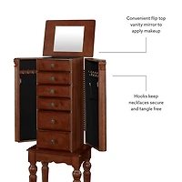 Cherry 5-Drawer Ollie Petite Jewelry Armoire