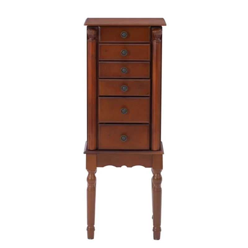 Cherry 5-Drawer Ollie Petite Jewelry Armoire