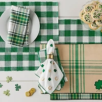 Green Checkered Four Leaf Table Runner