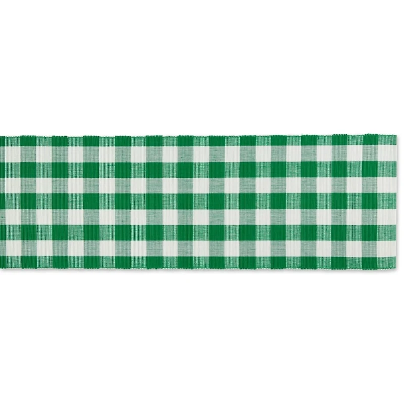 Green Checkered Four Leaf Table Runner