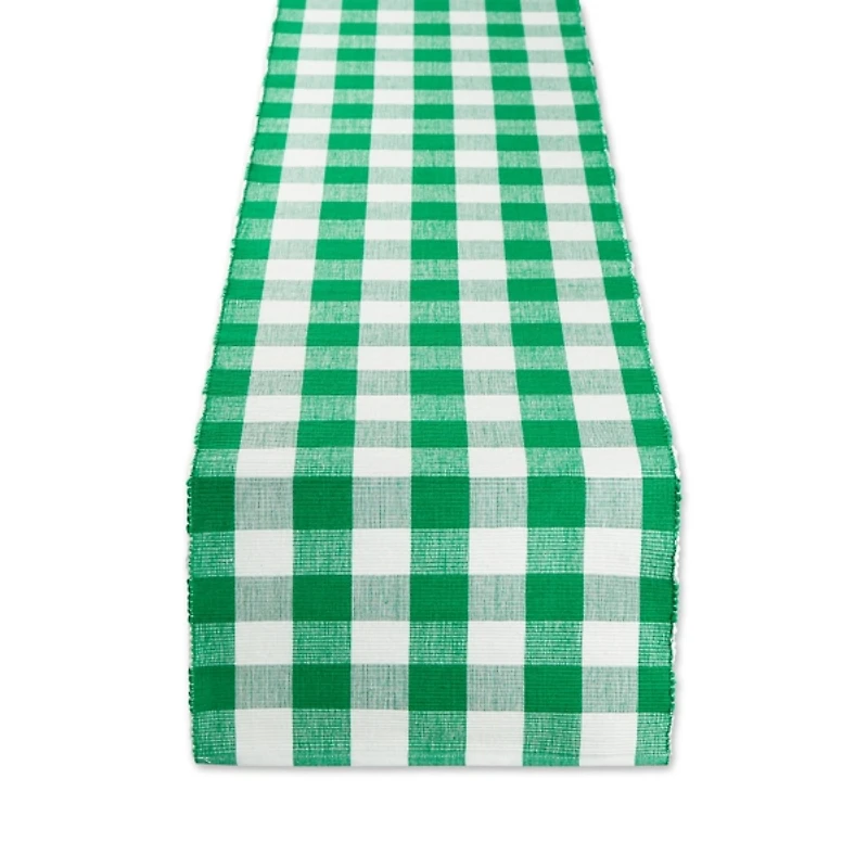 Green Checkered Four Leaf Table Runner