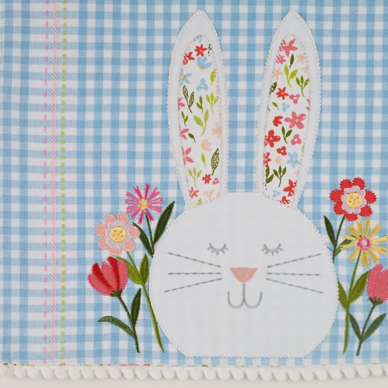 Blue Plaid Happy Bunny Reversible Table Runner