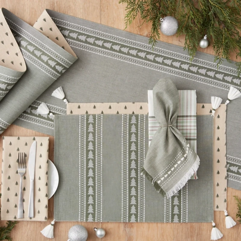 Balsam Fir Tree Jacquard Table Runner