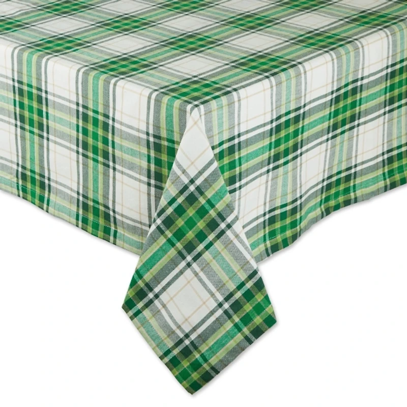 Green and White Plaid Tablecloth