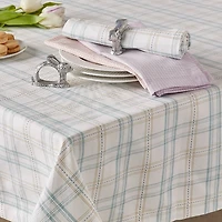 Blue Garden Plaid Tablecloth, 84 in.