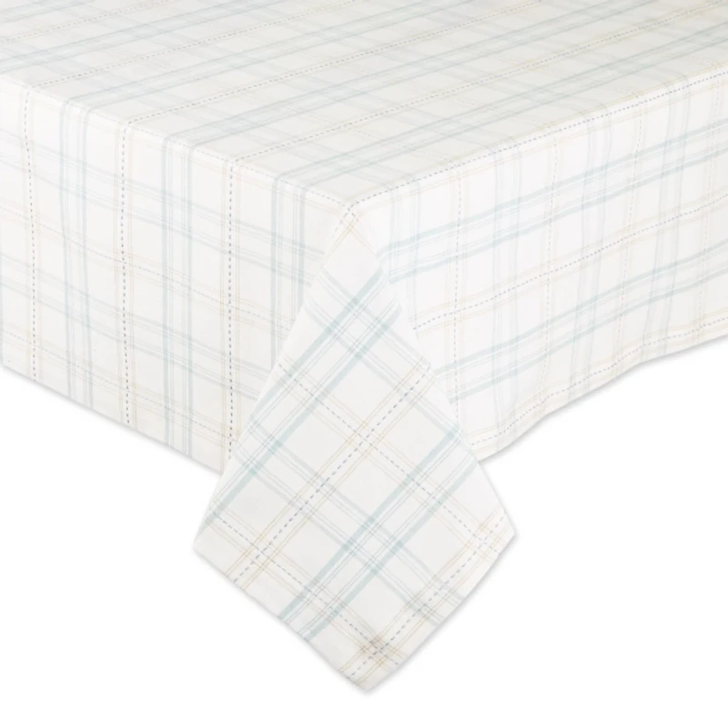 Blue Garden Plaid Tablecloth, 84 in.