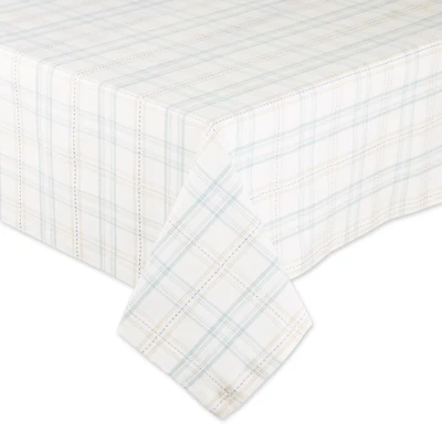 Blue Garden Plaid Tablecloth, 84 in.