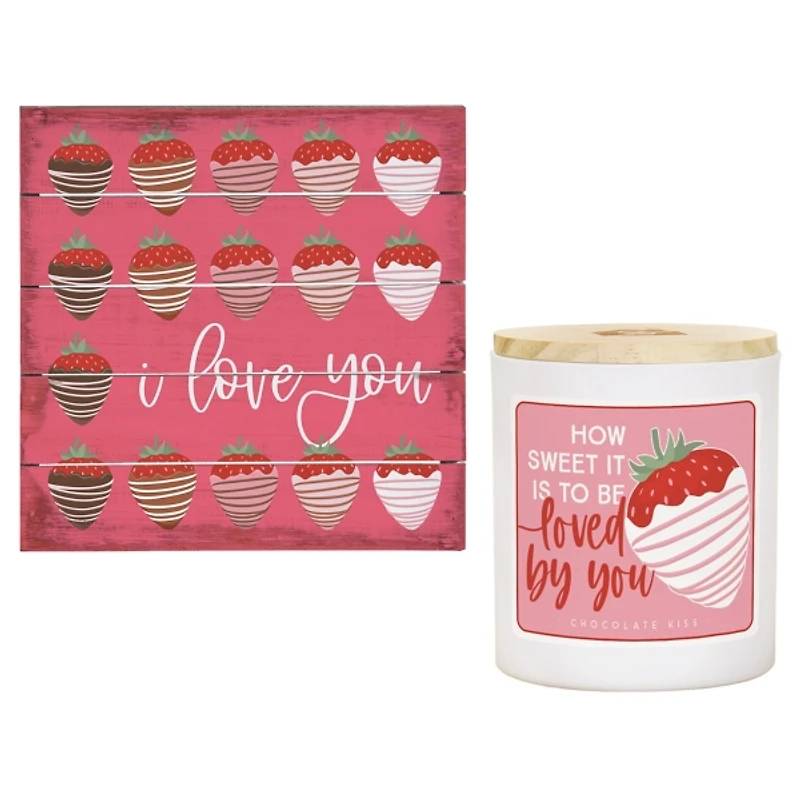 Strawberry Sign and Candle 2-pc. Gift Set
