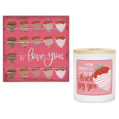 Strawberry Sign and Candle 2-pc. Gift Set