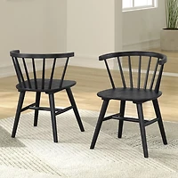 Black Wood Veneten Dining Chairs, Set of 2