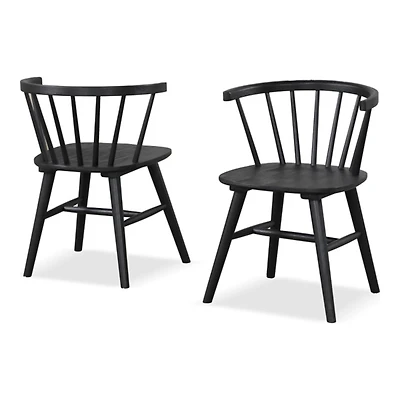 Black Wood Veneten Dining Chairs, Set of 2