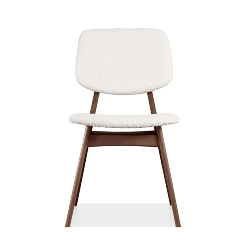 Ivory Boucle Walnut Aspen Dining Chairs, Set of 2
